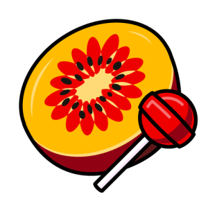 KIUPI fruit with a lollipop